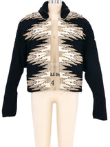 Bead Accented Cropped Tapestry Coat Jacket arcadeshops.com