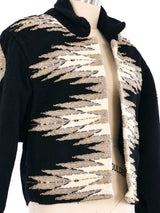 Bead Accented Cropped Tapestry Coat Jacket arcadeshops.com