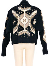 Bead Accented Cropped Tapestry Coat Jacket arcadeshops.com