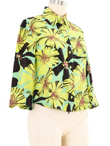 Prada Neon Hibiscus Flower Blouse Top arcadeshops.com