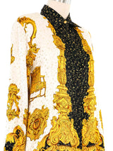 Metallic Baroque Silk Blouse Top arcadeshops.com