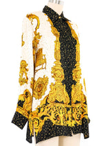 Metallic Baroque Silk Blouse Top arcadeshops.com