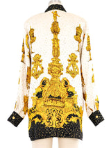 Metallic Baroque Silk Blouse Top arcadeshops.com