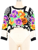 Escada Floral Print Silk Bodysuit Suit arcadeshops.com