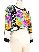 Escada Floral Print Silk Bodysuit Suit arcadeshops.com