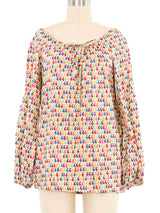 Yves Saint Laurent Printed Peasant Top Top arcadeshops.com