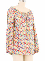 Yves Saint Laurent Printed Peasant Top Top arcadeshops.com