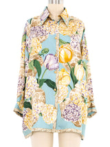 1990s Gucci Tulip Coronet Silk Blouse Top arcadeshops.com
