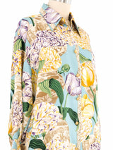 1990s Gucci Tulip Coronet Silk Blouse Top arcadeshops.com