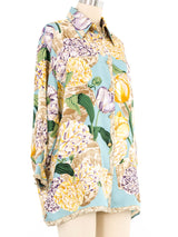 1990s Gucci Tulip Coronet Silk Blouse Top arcadeshops.com