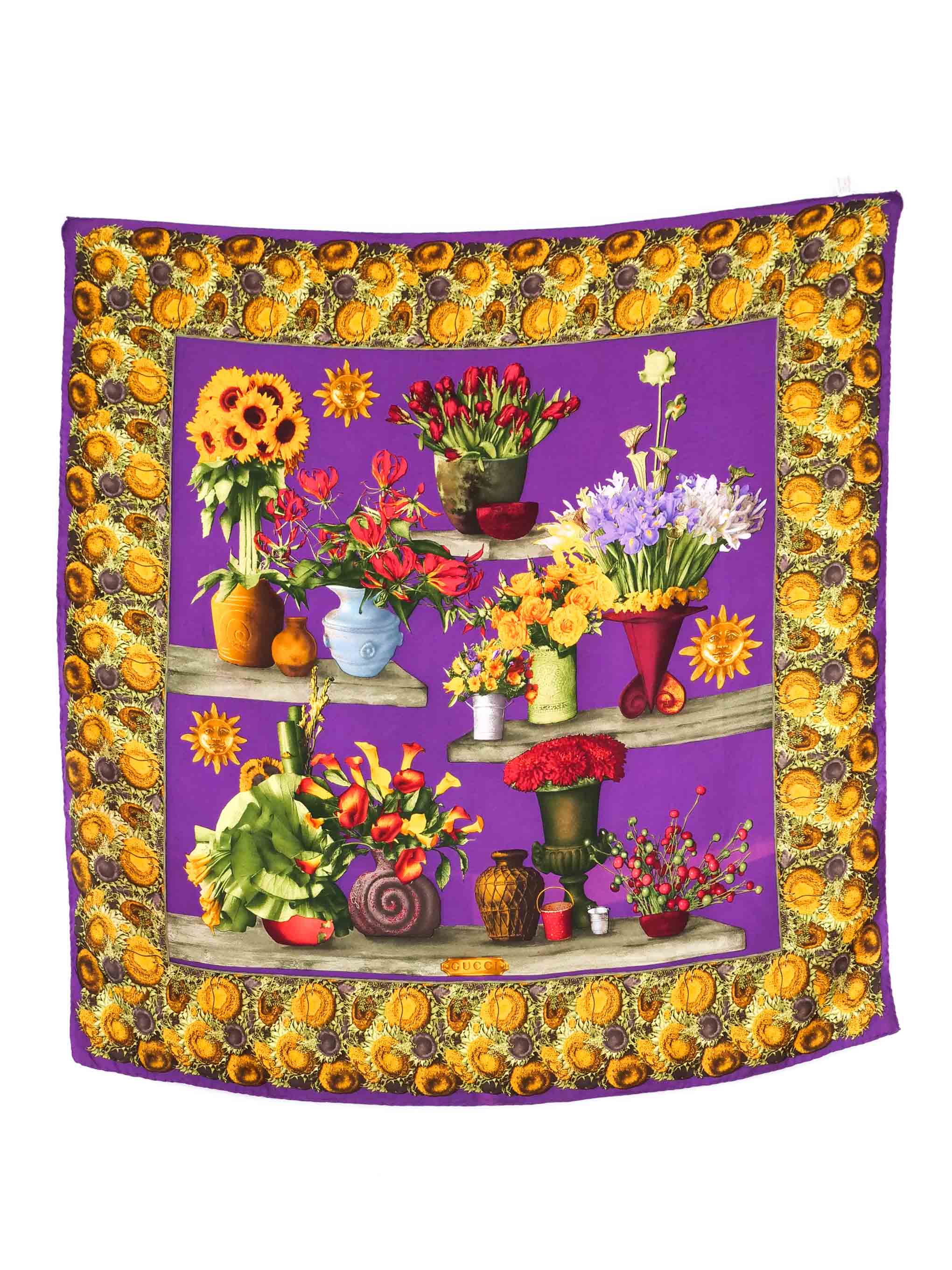 1987 Gucci Sunflower Silk Scarf