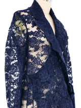 Monique Lhuillier Navy Lace Wrap Jacket Jacket arcadeshops.com