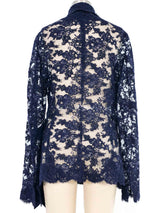 Monique Lhuillier Navy Lace Wrap Jacket Jacket arcadeshops.com