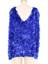 Dries Van Noten Cobalt Warped Paillette Top Top arcadeshops.com