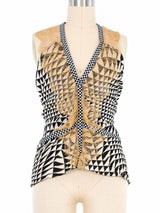 Dolce And Gabbana Geometric Lace Trim Tank Top Top arcadeshops.com
