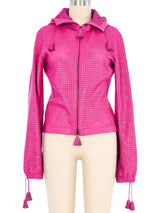 Gianni Versace Perforated Leather Hoodie Jacket arcadeshops.com