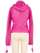 Gianni Versace Perforated Leather Hoodie Jacket arcadeshops.com