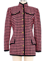 Ungaro Pink Houndstooth Wool Coat Outerwear arcadeshops.com