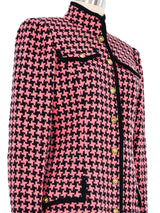 Ungaro Pink Houndstooth Wool Coat Outerwear arcadeshops.com