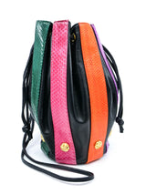 Multicolor Striped Snakeskin Drawstring Bag Accessory arcadeshops.com