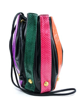 Multicolor Striped Snakeskin Drawstring Bag Accessory arcadeshops.com