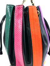 Multicolor Striped Snakeskin Drawstring Bag Accessory arcadeshops.com