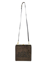 Brown Embossed Velvet Box Bag Accessory arcadeshops.com