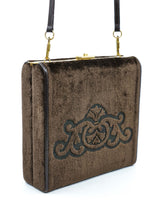 Brown Embossed Velvet Box Bag Accessory arcadeshops.com