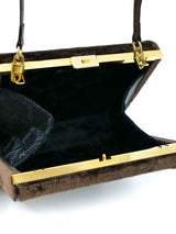 Brown Embossed Velvet Box Bag Accessory arcadeshops.com