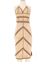 1970s Suede And Crochet Halter Dress Dress arcadeshops.com