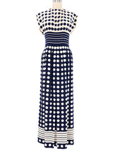 Pauline Trigere Navy Polka Dot Dress Dress arcadeshops.com