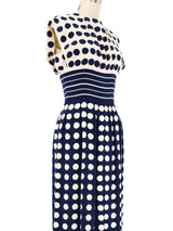 Pauline Trigere Navy Polka Dot Dress Dress arcadeshops.com