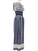 Pauline Trigere Navy Polka Dot Dress Dress arcadeshops.com