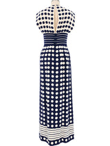 Pauline Trigere Navy Polka Dot Dress Dress arcadeshops.com