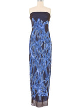 2000s Vera Wang Embellished Strapless Chiffon Gown Dress arcadeshops.com