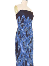 2000s Vera Wang Embellished Strapless Chiffon Gown Dress arcadeshops.com