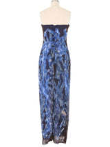 2000s Vera Wang Embellished Strapless Chiffon Gown Dress arcadeshops.com