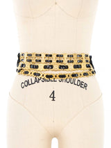 Multi Chain Embossed Leather Waist Belt Accessory arcadeshops.com