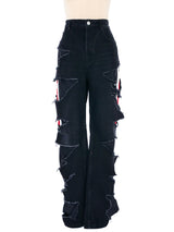 2021 Balenciaga Unisex Distressed Track Denim Bottom arcadeshops.com