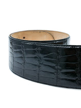 Donna Karan Wide Black Alligator Belt Accessory arcadeshops.com