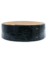 Donna Karan Wide Black Alligator Belt Accessory arcadeshops.com