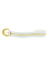 Escada Gold Stripe White Leather Belt Accessory arcadeshops.com