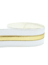 Escada Gold Stripe White Leather Belt Accessory arcadeshops.com