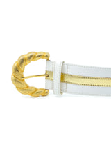 Escada Gold Stripe White Leather Belt Accessory arcadeshops.com
