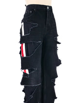2021 Balenciaga Unisex Distressed Track Denim Bottom arcadeshops.com