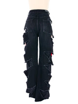 2021 Balenciaga Unisex Distressed Track Denim Bottom arcadeshops.com