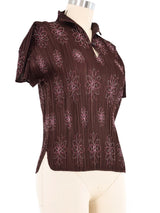 Issey Miyake Pleated Floral Embroidered Top Top arcadeshops.com