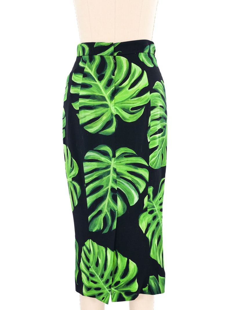 2020 Dolce And Gabbana Monstera Leaf Printed Skirt Bottom arcadeshops.com