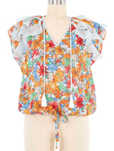 Diane Freis Sheer Embellished Floral Top Top arcadeshops.com