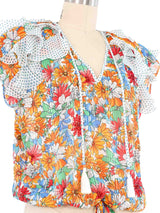 Diane Freis Sheer Embellished Floral Top Top arcadeshops.com